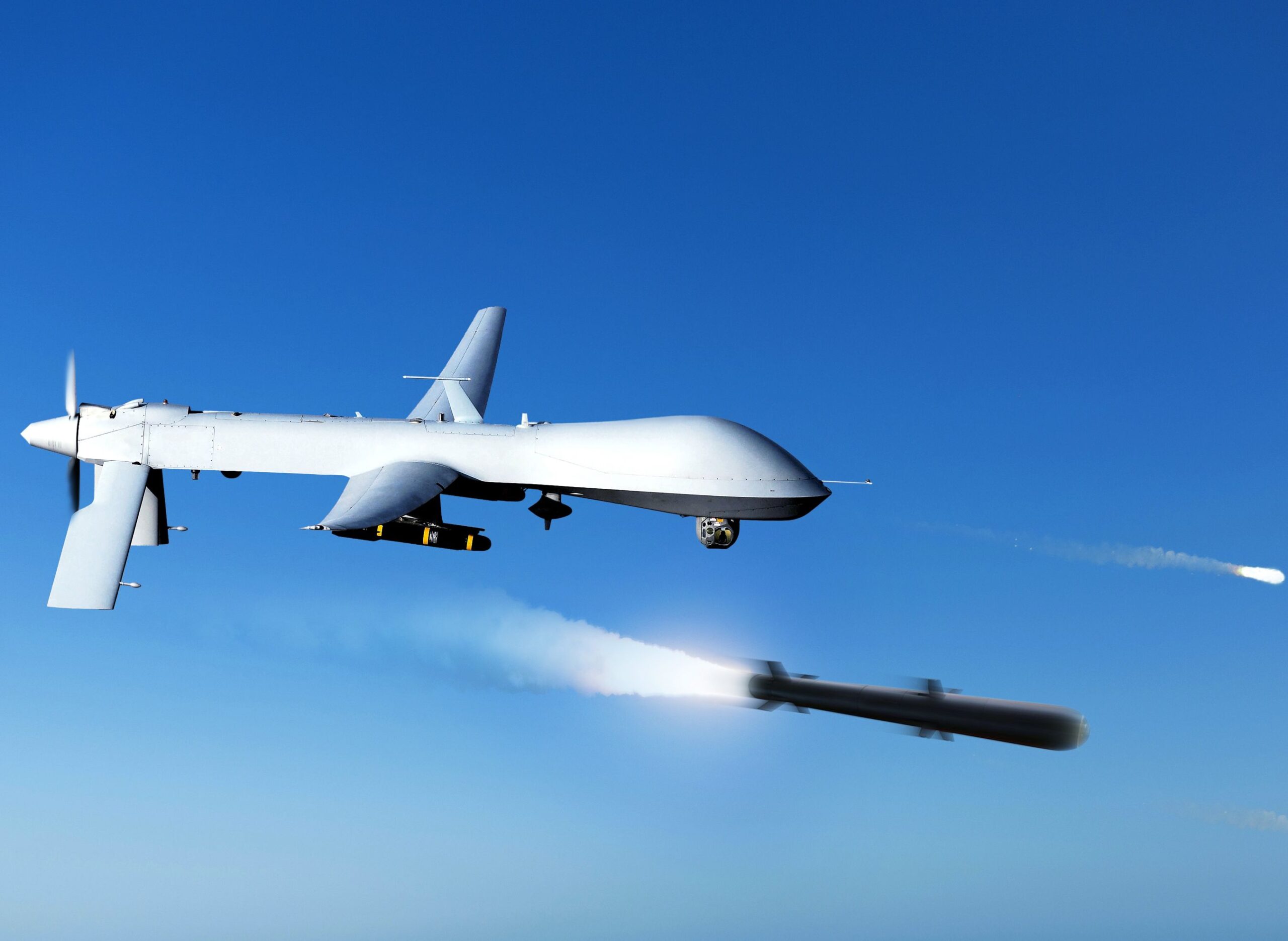 combat-drone-flies-high-in-the-sky-and-shoots-miss